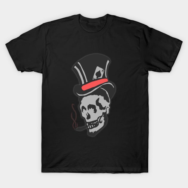 Skull in Top Hat T-Shirt by BadDrawnStuff